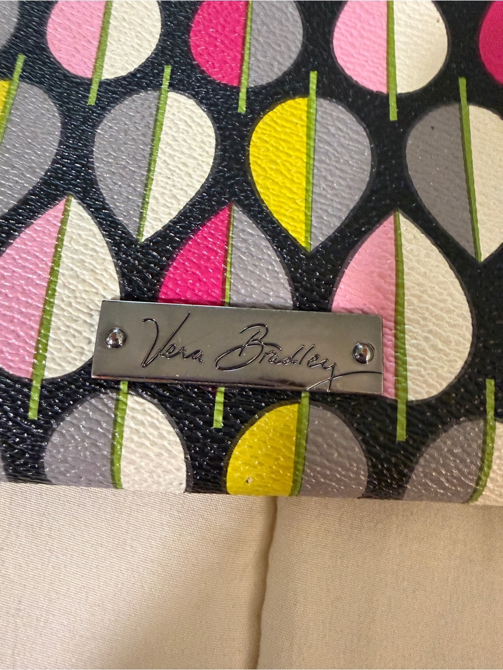 Vera Bradley Teardrop Pattern Wallet in Pink, Yellow, Gray, Black